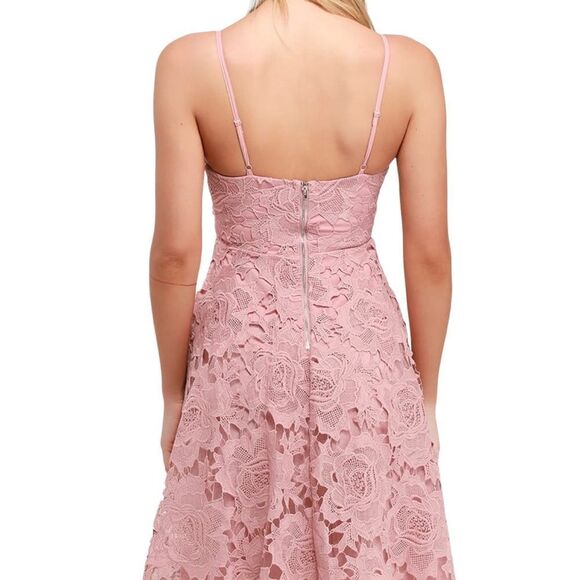 Lulu’s Nora Lee Dusty Rose Sleeveless Lace Midi Barbiecore Dress size S - Picture 14 of 14